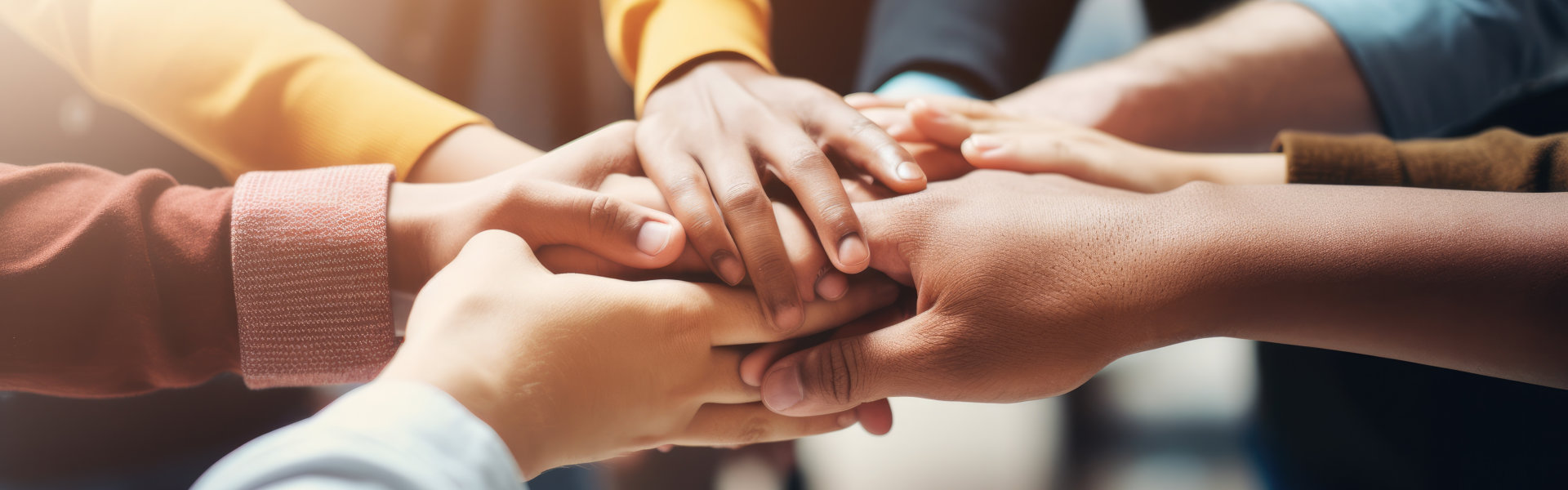 stack of hands showing unity and teamwork